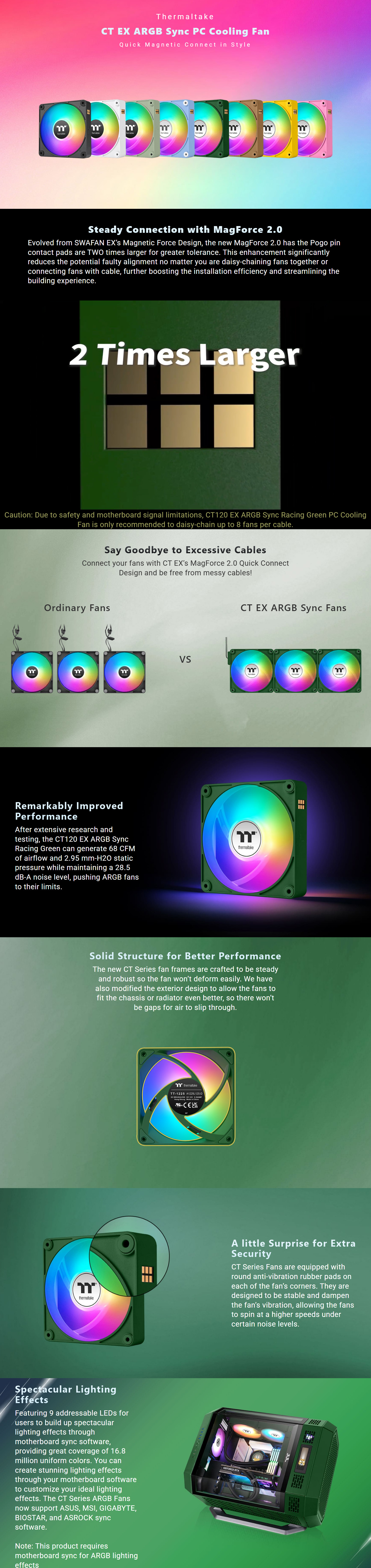 120mm-Case-Fans-Thermaltake-CT120-EX-120mm-Standard-Blades-ARGB-4-Pin-PWM-Racing-Green-Fan-3-Pack-CL-F220-PL12RG-A-3