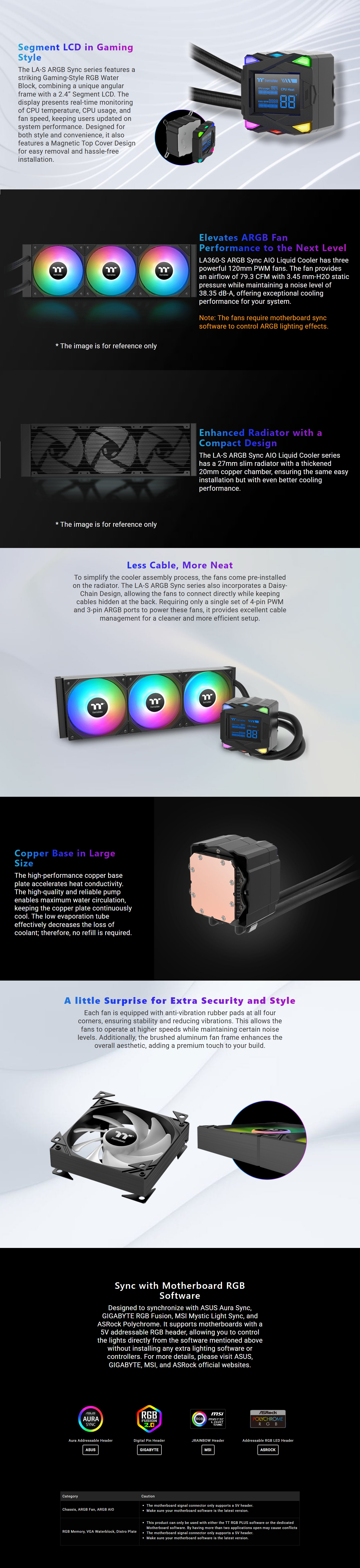 CPU-Cooling-Thermaltake-LA240-S-360mm-ARGB-AIO-Liquid-CPU-Cooler-Black-CL-W462-PL12SW-A-1