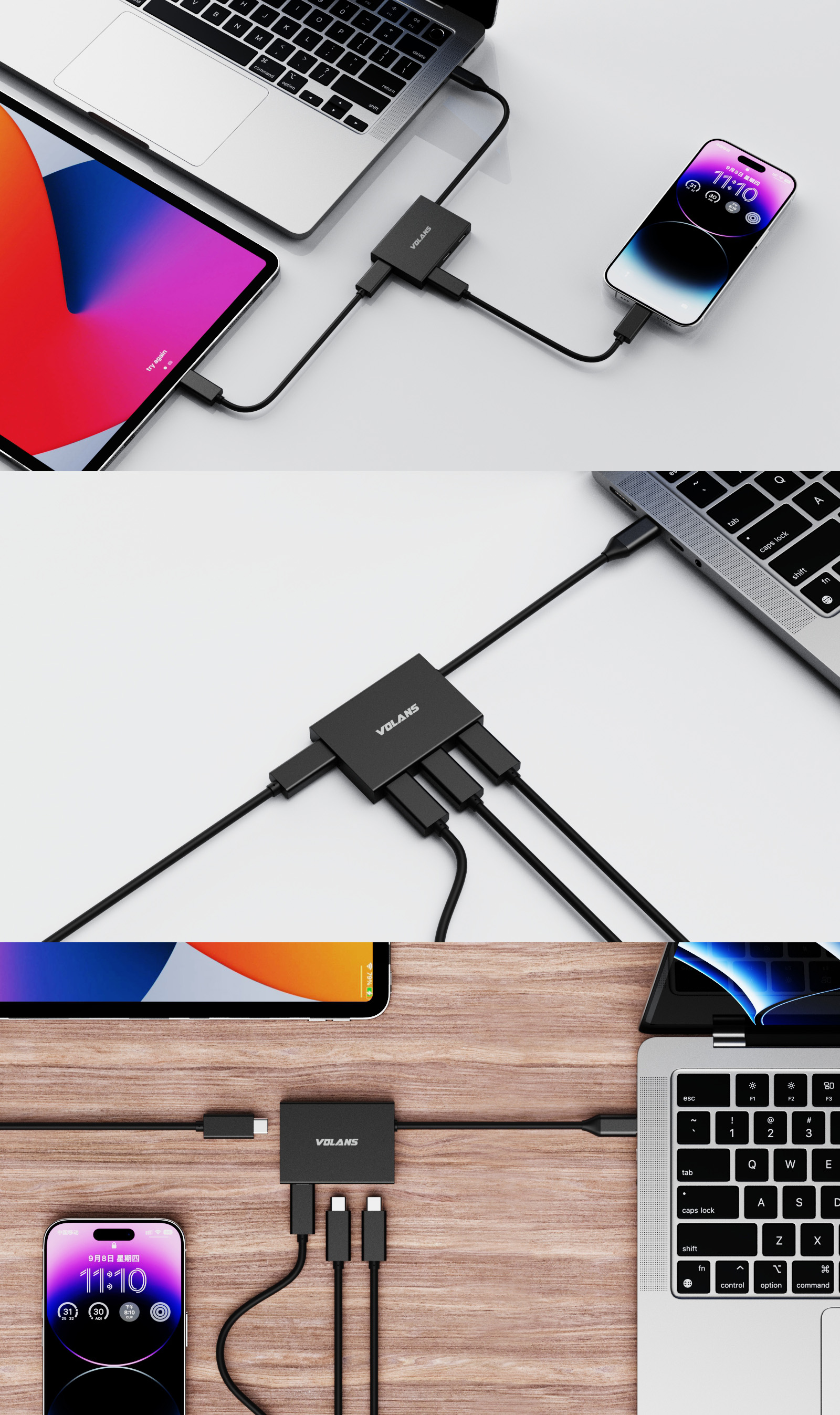 USB-Hubs-Volans-Aluminium-USB-C-10Gbps-to-4-Port-USB-C-Hub-VL-HC04S-1