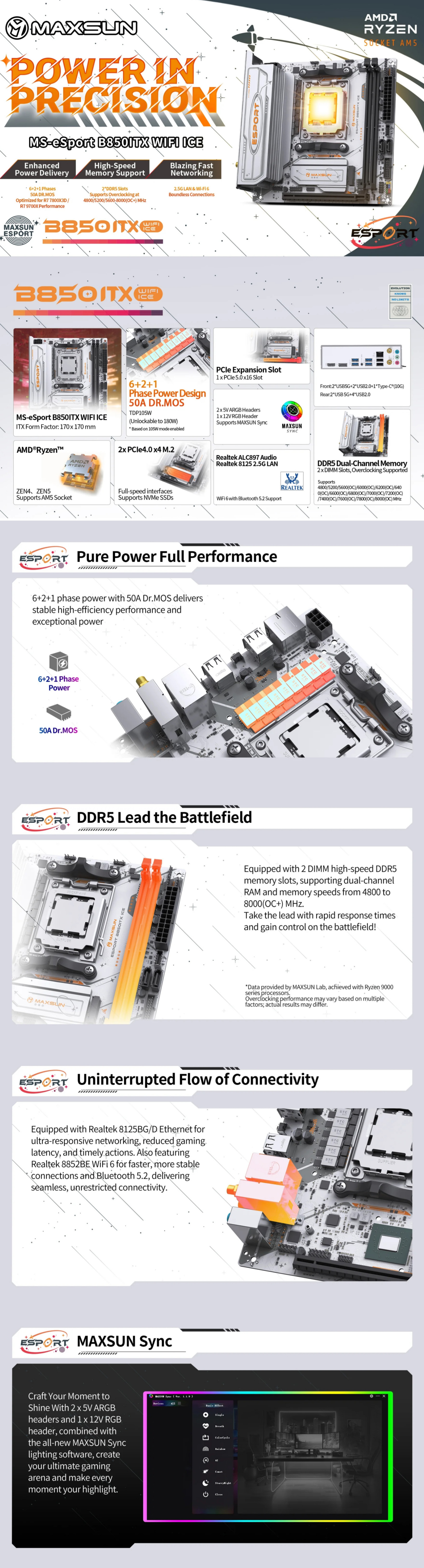 AMD-AM5-MAXSUN-eSport-B850ITX-WIFI-ICE-AM5-DDR5-ITX-Motherboard-MS-ES-B850ITX-WIFI-ICE-2