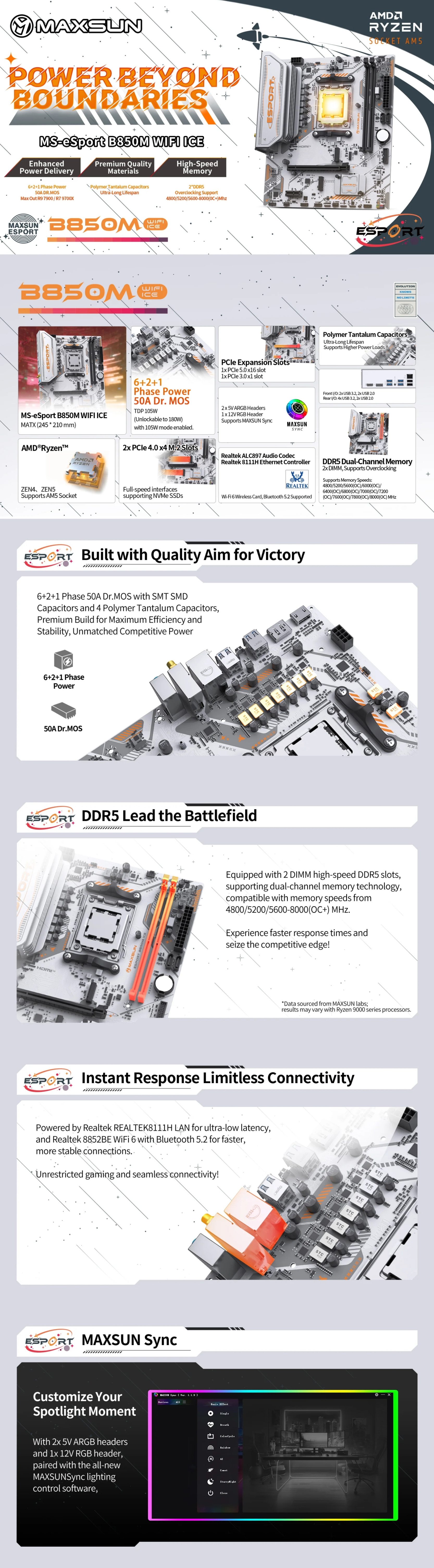 AMD-AM5-MAXSUN-eSport-B850M-WIFI-ICE-AM5-DDR5-mATX-Motherboard-MS-ES-B850M-WIFI-ICE-1