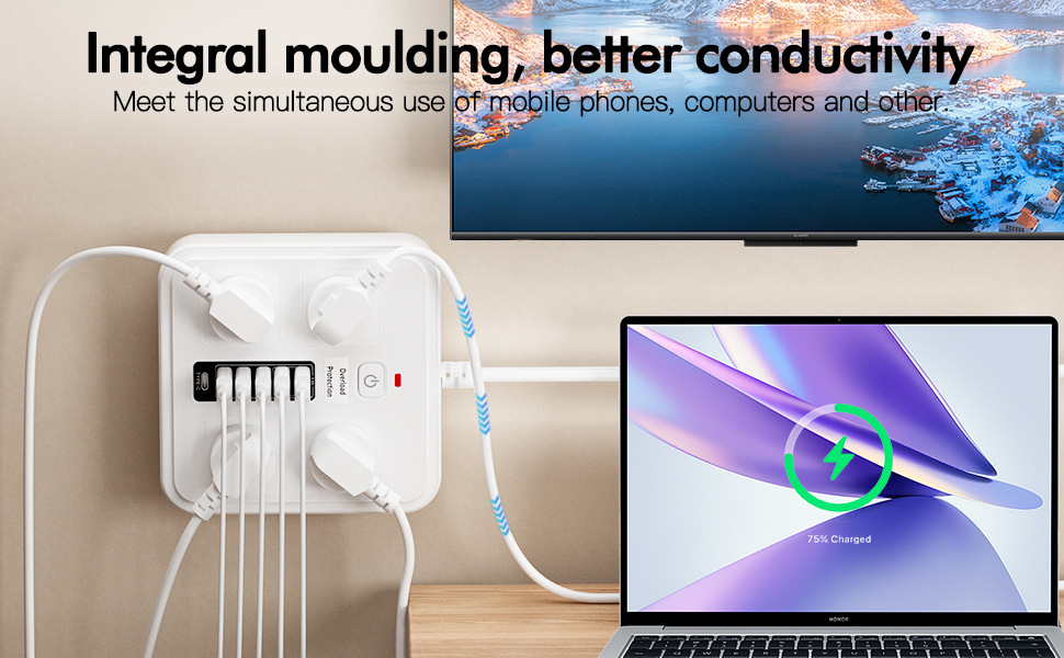 Powerboards-and-Adapters-Powerboard-USB-10in1-Power-Board-with-Surge-Protection-Smart-USB-C-Power-Board-with-4-Outlets-Wall-Mountable-Powerboard-with-2M-Power-Extension-White-12