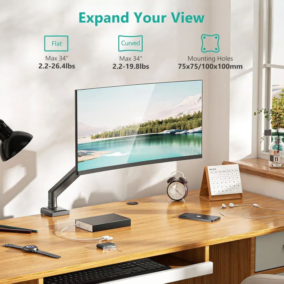 Monitor-Accessories-Computer-Monitor-Stand-for-13-34-Screens-Weight-Up-to-22-lbs-Height-Adjustable-Display-Arm-Full-Motion-Home-Office-Monitor-Mount-Black-13