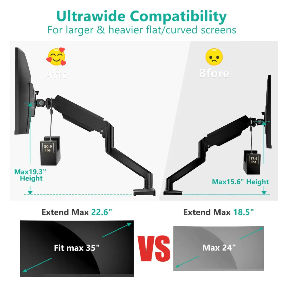 Monitor-Accessories-Computer-Monitor-Stand-for-13-34-Screens-Weight-Up-to-22-lbs-Height-Adjustable-Display-Arm-Full-Motion-Home-Office-Monitor-Mount-Black-17