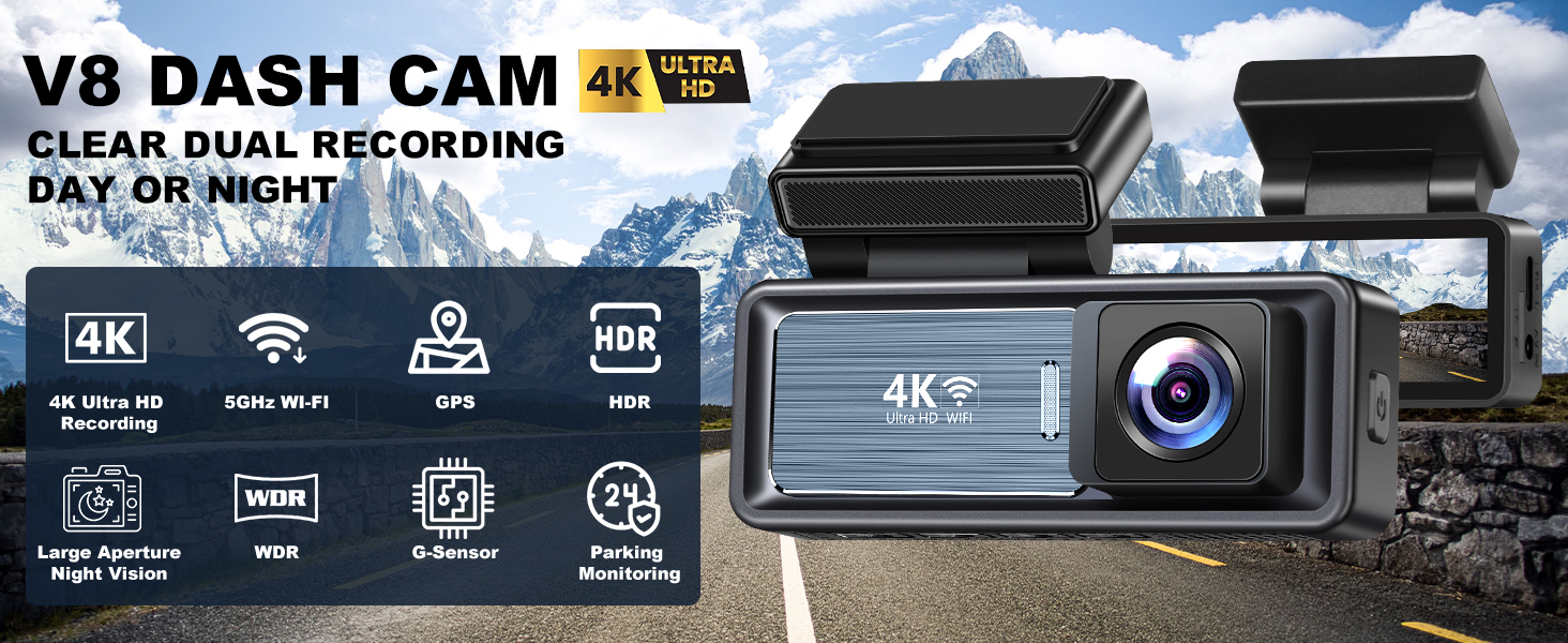 Dashcams-4K-Dash-Cam-Front-and-Rear-Built-in-WiFi-GPS-2160P-1080P-UHD-Night-Vision-Dual-Lens-Dash-Camera-for-Cars-Dashcam-Included-64GB-Card-2-Screen-170-3