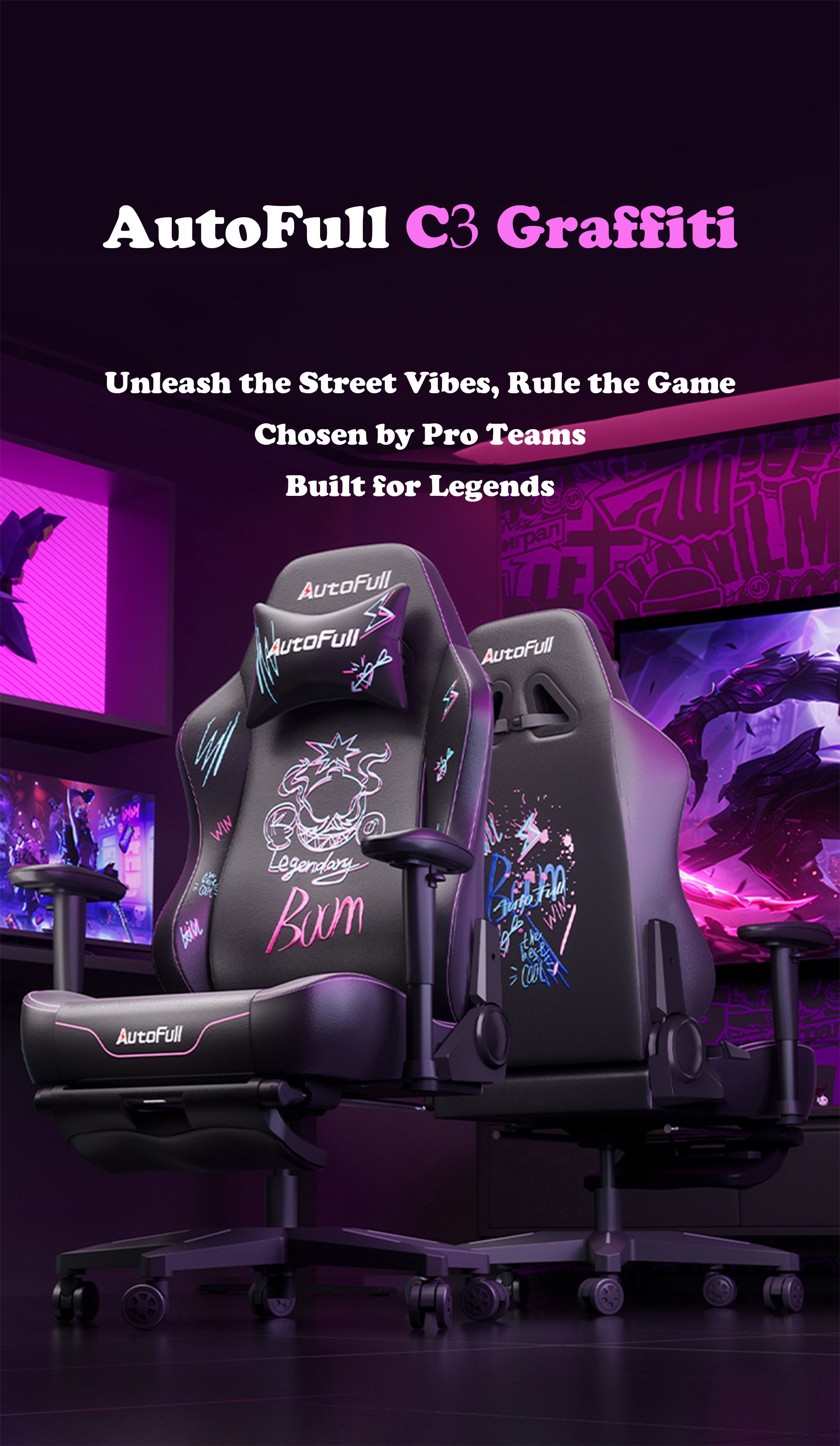Gaming-Chairs-AutoFull-C3-Graffiti-Gaming-Chair-With-Built-In-Lumbar-Support-AF111BSSA-Black-Purple-32