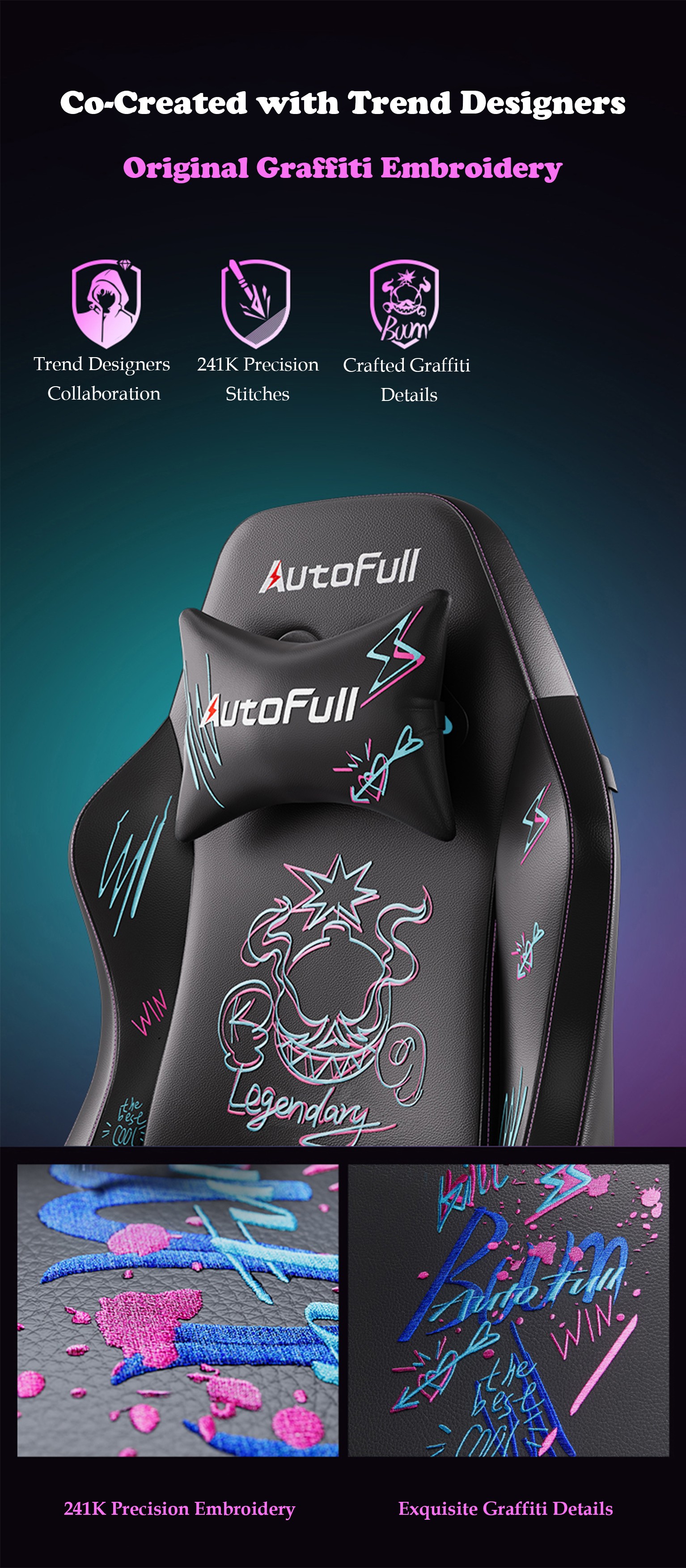 Gaming-Chairs-AutoFull-C3-Graffiti-Gaming-Chair-With-Built-In-Lumbar-Support-AF111BSSA-Black-Purple-33