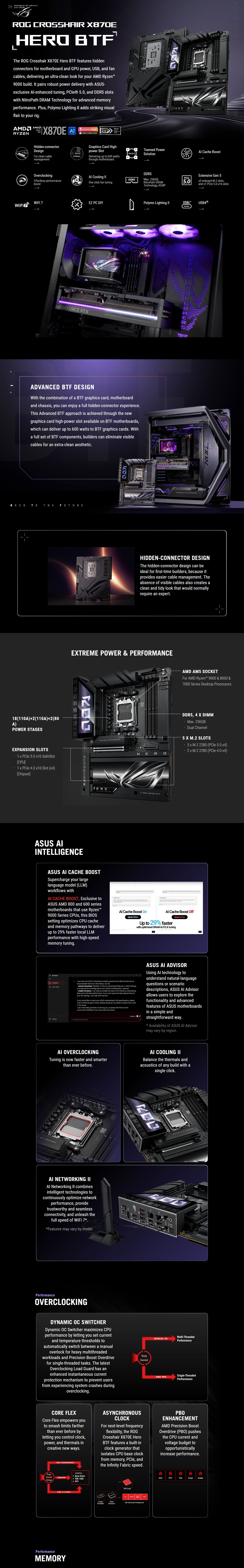 Asus ROG Crosshair X870E Hero BTF AM5 ATX Motherboard (ROG