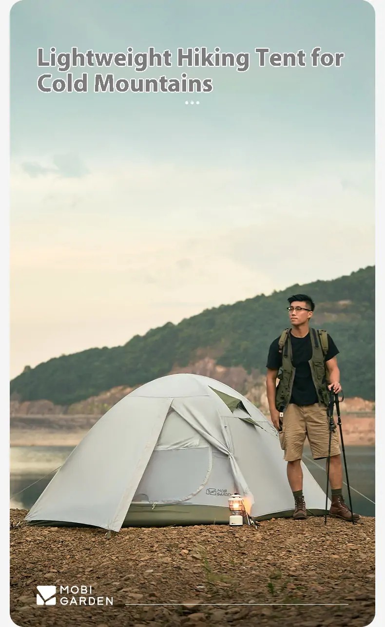 Tent-Mat-MOBI-GARDEN-Cold-Mountain-3-PLUS-Tent-with-Extended-Snow-Skirt-and-Windproof-Design-Suitable-for-1-3-People-SAND-4