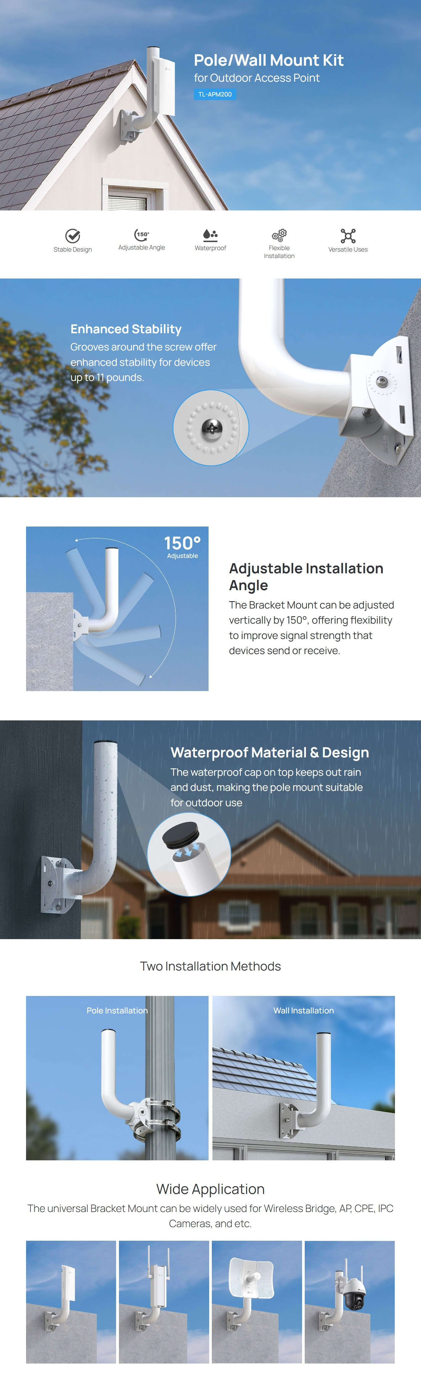 Networking-Accessories-TP-Link-Pole-Wall-Mount-Kit-for-Outdoor-Access-Point-TL-APM200-1