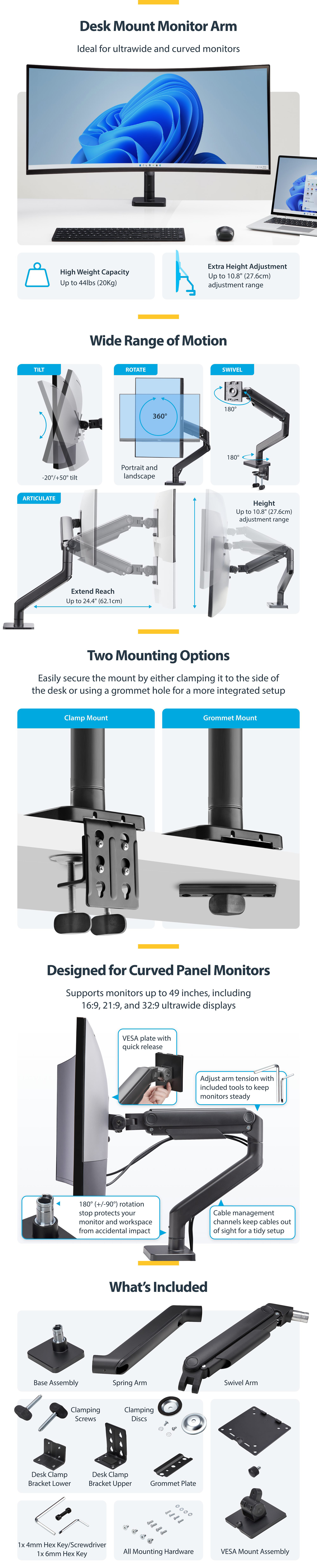 Monitor-Accessories-StarTech-Monitor-Desk-Mount-with-Mechanical-Spring-Arm-C-Clamp-Grommet-for-up-to-17in-49in-44lb-20kg-H1M1AG1-MONITOR-ARM-9