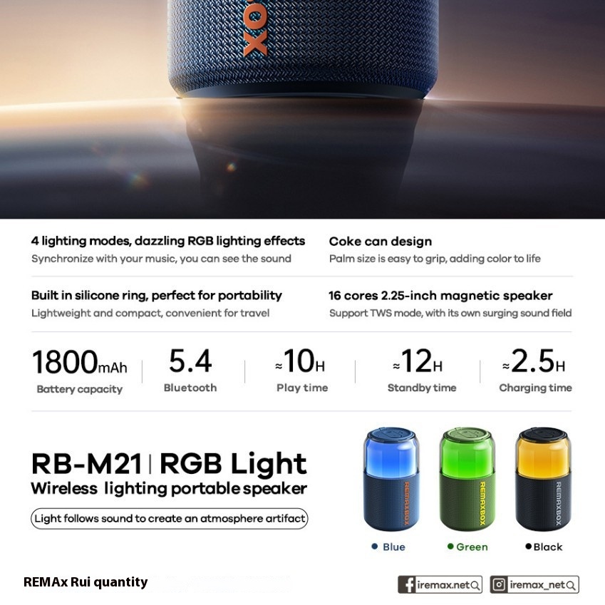 Smart-Speakers-REMAX-brilliant-RGB-lighting-wireless-portable-Bluetooth-speaker-handheld-outdoor-atmosphere-sound-RB-M21-blue-4