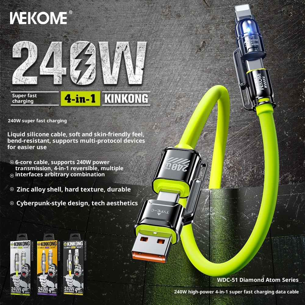 Charging-Cables-WEKOME-diamond-atom-240W-skin-friendly-silicone-high-power-four-in-one-super-fast-charging-data-line-WDC-51-orange-3