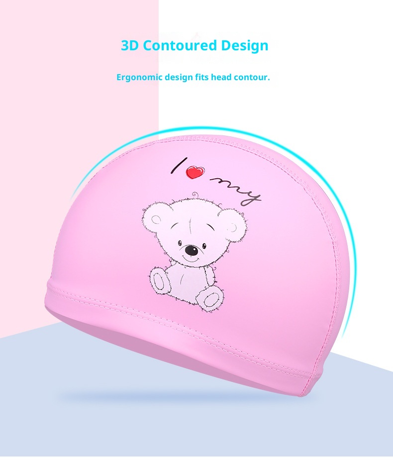 Swim-Cap-Girls-Pink-Swimming-Cap-PU-Coating-Cartoon-Character-Waterproof-Hair-Friendly-9