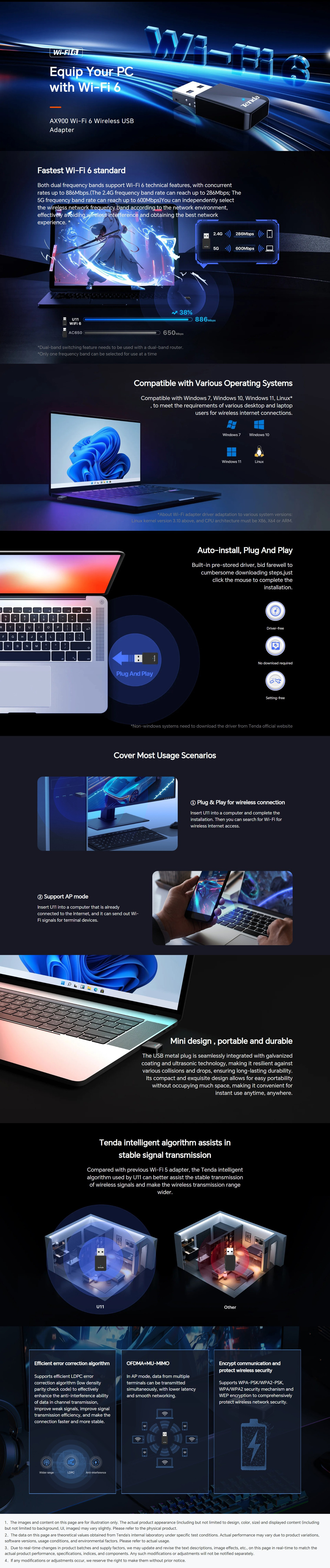 Wireless-USB-Adapters-Tenda-U11-AX900-Wi-Fi-6-Wireless-USB-Adapter-U11-1