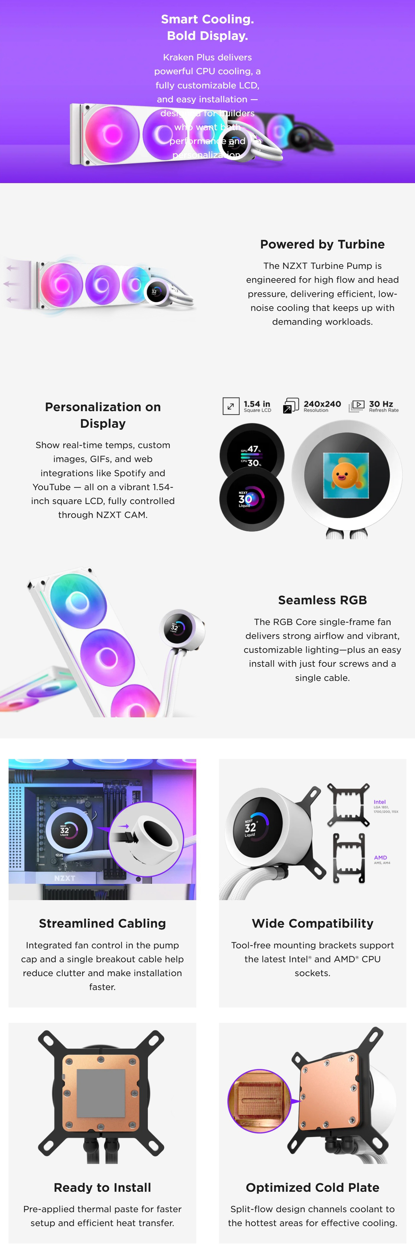 CPU-Cooling-NZXT-Kraken-Plus-240-RGB-240mm-AIO-Liquid-Cooler-with-1-54in-LCD-RL-KR240-W2-1
