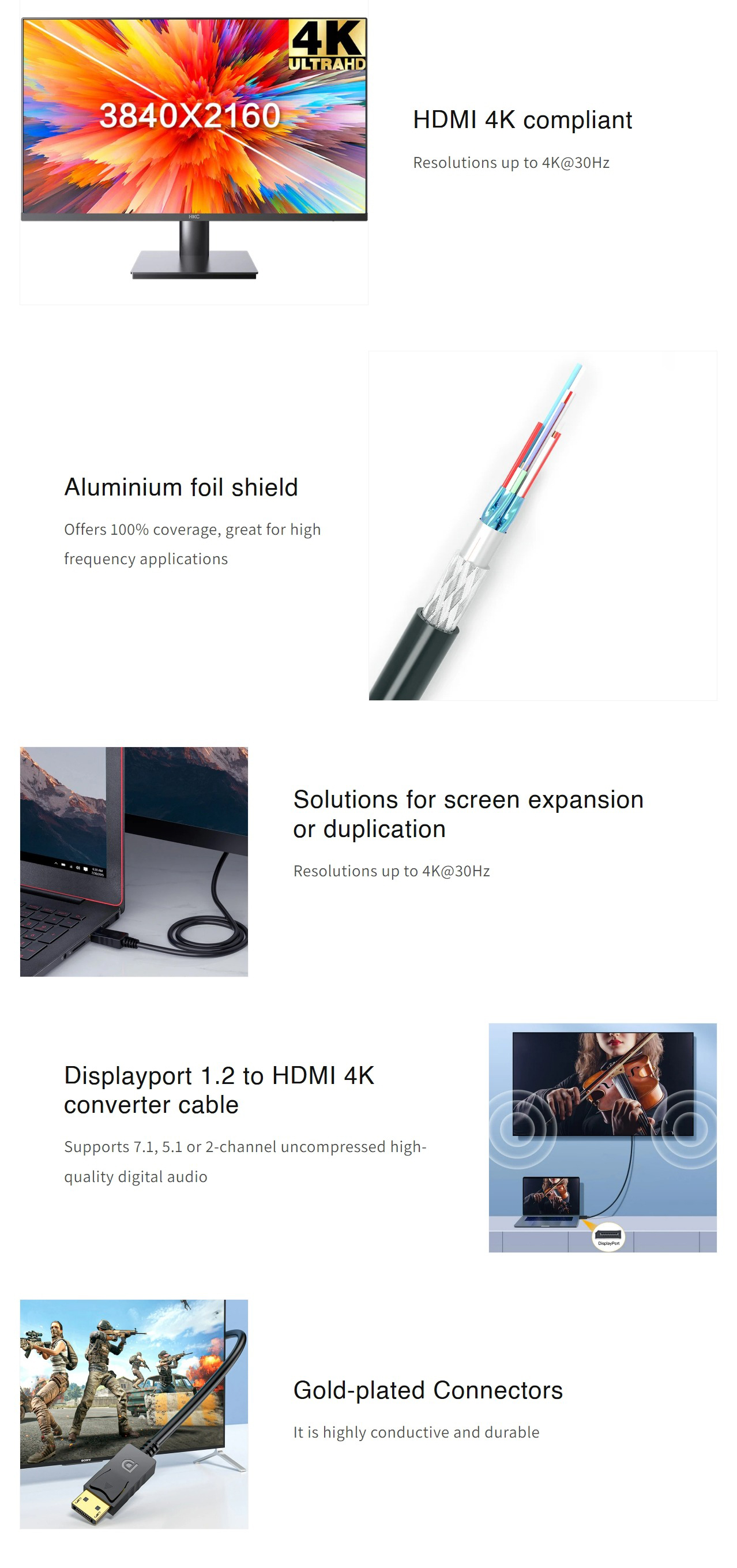 DisplayPort-Cables-Cruxtec-Displayport-4K-30Hz-Male-to-HDMI-Male-Cable-5m-DH4K30H-05-BK-1