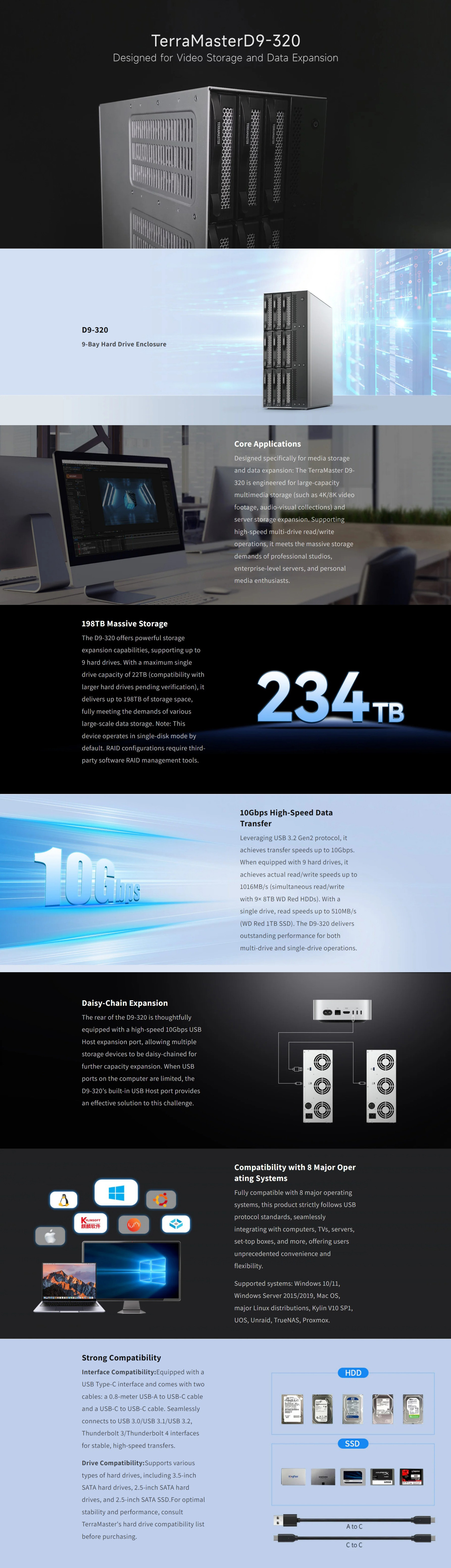 Enclosures-Docking-Terra-Master-9-Bay-USB3-2-Gen2-10Gbps-Single-Disk-Enclosure-No-Raid-D9-320-1