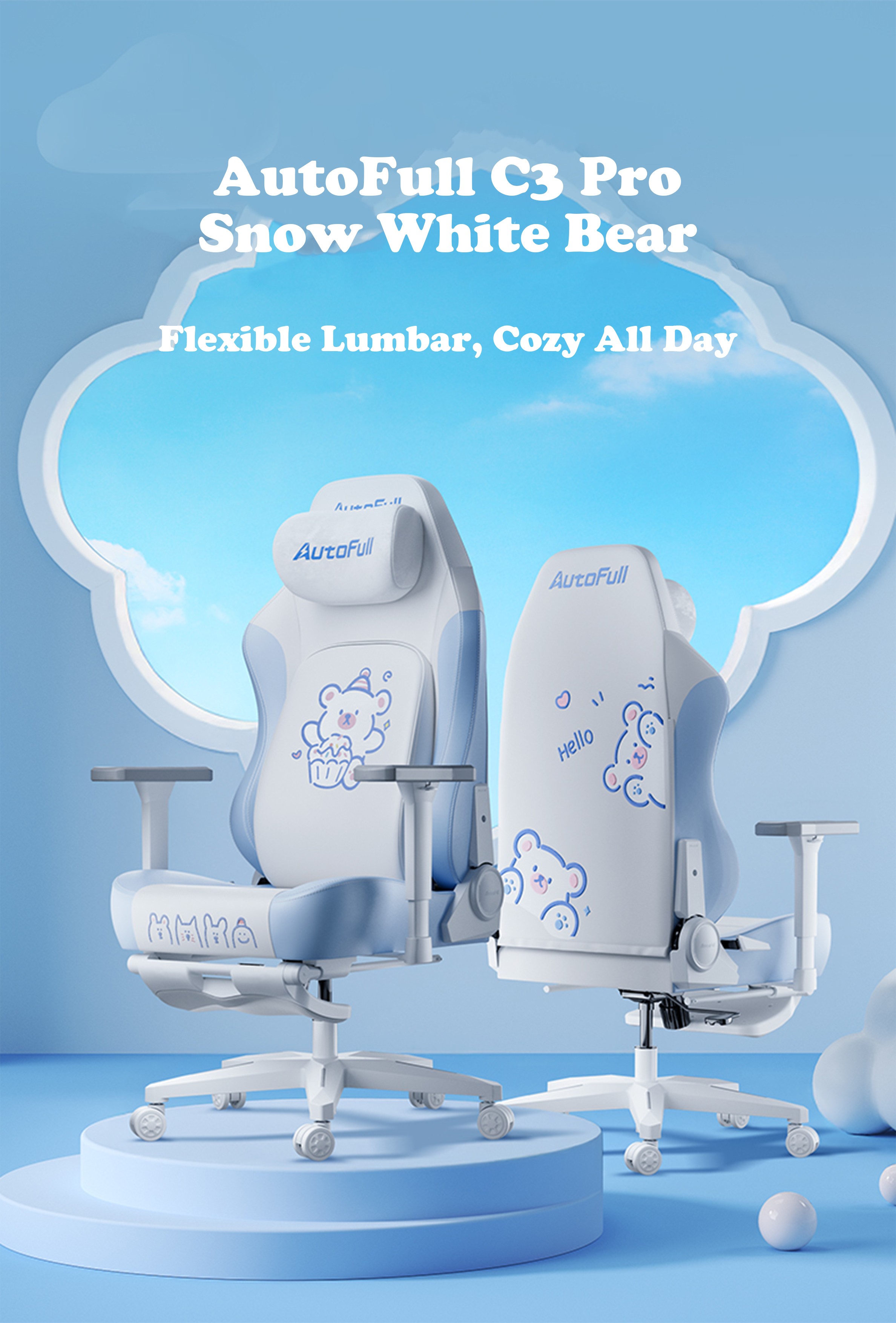 Gaming-Chairs-AutoFull-C3Pro-Gaming-Chair-With-3D-Headrest-Advanced-Lumbar-support-Snow-White-Bear-edition-31