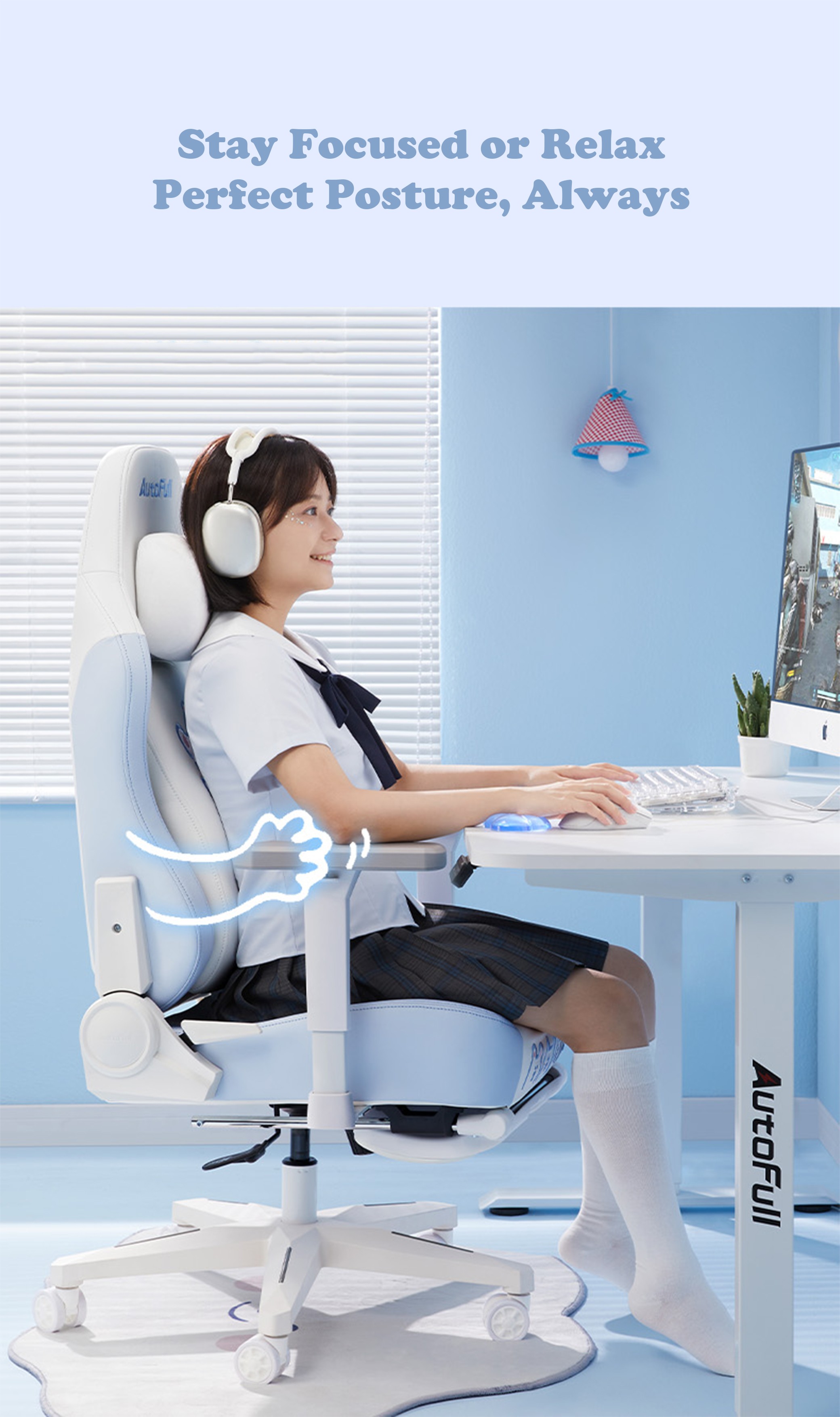 Gaming-Chairs-AutoFull-C3Pro-Gaming-Chair-With-3D-Headrest-Advanced-Lumbar-support-Snow-White-Bear-edition-35