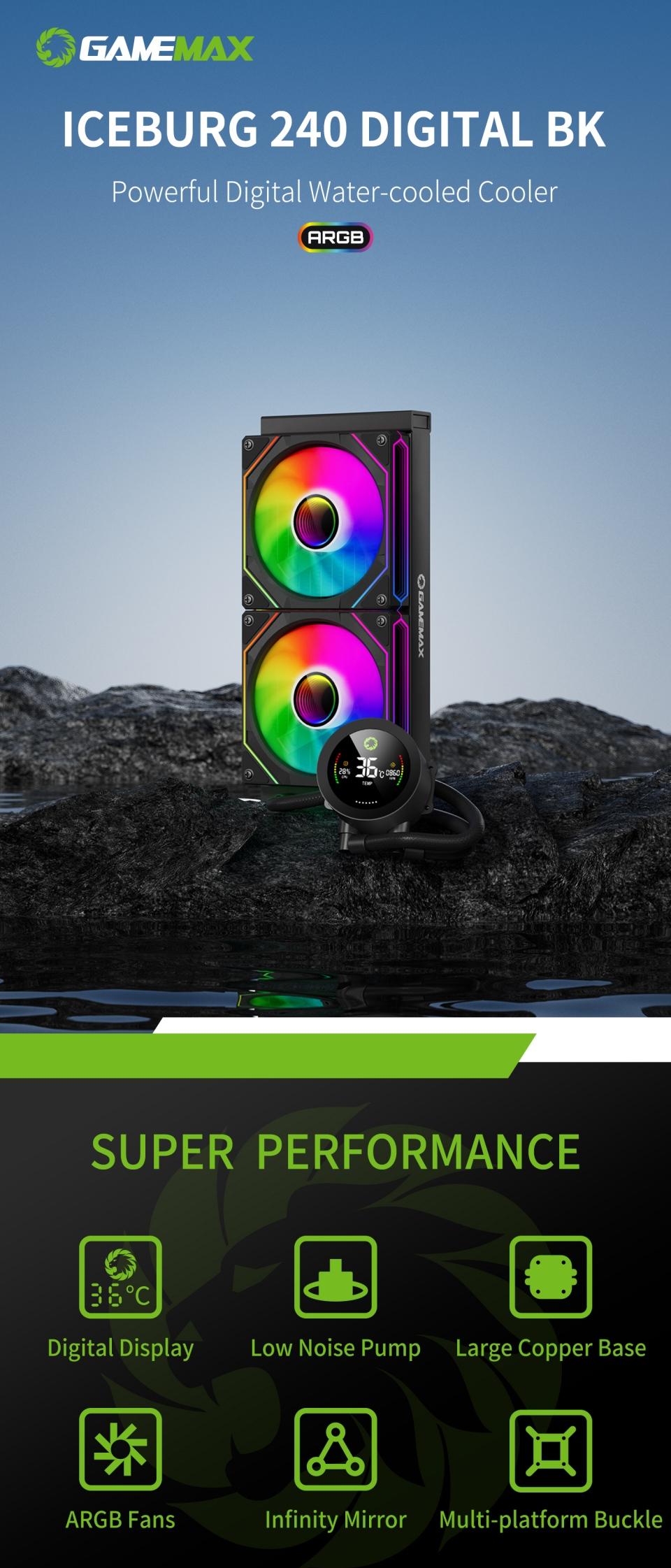 CPU-Cooling-GameMax-IceBurg-240V-Digital-BK-Liquid-CPU-Cooler-240mm-Addressable-ARGB-Fans-245W-TDP-AIO-Water-Cooler-28 CPU-Cooling-GameMax-IceBurg-240V-Digital-BK-Liquid-CPU-Cooler-240mm-Addressable-ARGB-Fans-245W-TDP-AIO-Water-Cooler-28
