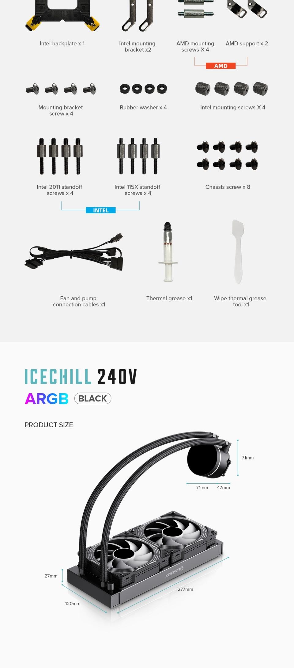 CPU-Cooling-GameMax-IceChill-240V-Liquid-CPU-Cooler-240mm-Addressable-RGB-PWM-Pump-Fans-250W-TDP-AIO-Water-Cooler-black-27 CPU-Cooling-GameMax-IceChill-240V-Liquid-CPU-Cooler-240mm-Addressable-RGB-PWM-Pump-Fans-250W-TDP-AIO-Water-Cooler-black-27