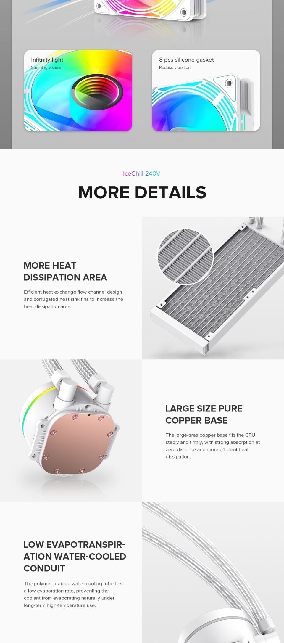 CPU-Cooling-GameMax-IceChill-240V-Liquid-CPU-Cooler-240mm-Addressable-RGB-PWM-Pump-Fans-250W-TDP-AIO-Water-Cooler-white-26