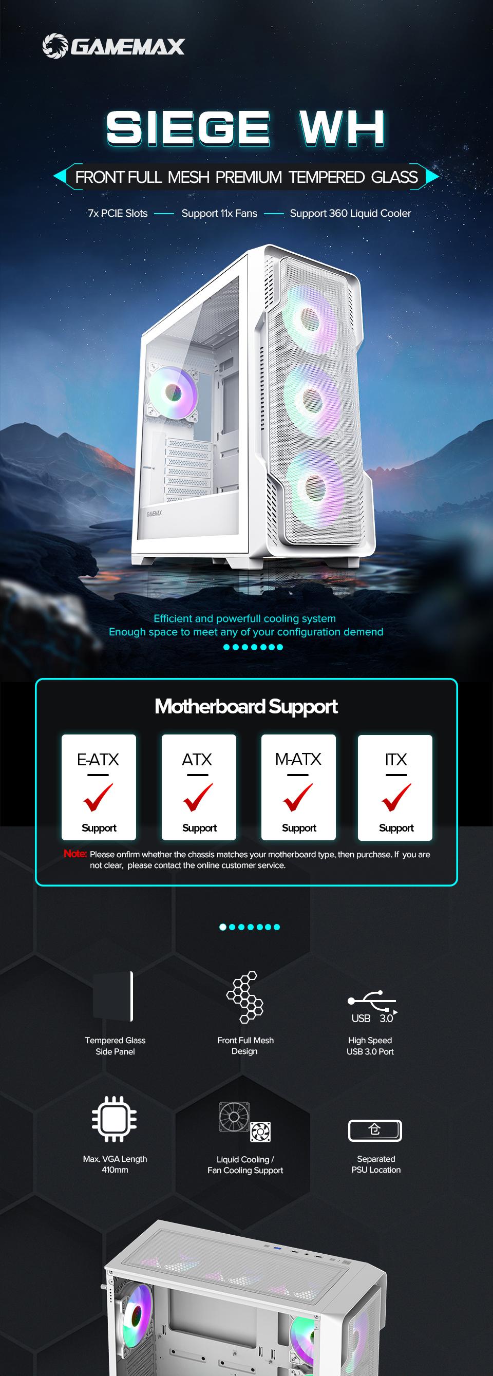 Cases-GameMax-Siege-E-ATX-Mid-Tower-Gaming-Case-1x-Tempered-glass-side-panel-Pre-installed-4x-ARGB-Fans-white-38 Cases-GameMax-Siege-E-ATX-Mid-Tower-Gaming-Case-1x-Tempered-glass-side-panel-Pre-installed-4x-ARGB-Fans-white-38