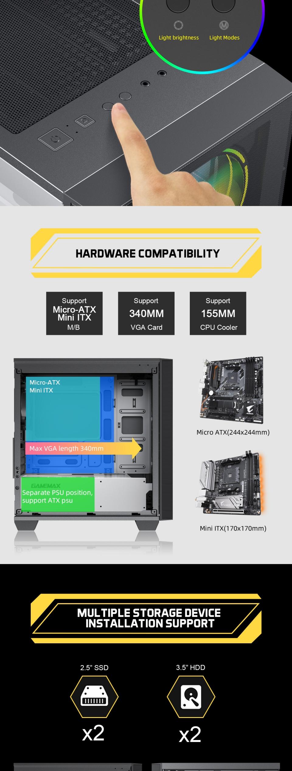 Gamemax-Aero-Mini-MATX-black-Case-White-internal-4x-ARGB-fan-Aero-Mini-22 Gamemax-Aero-Mini-MATX-black-Case-White-internal-4x-ARGB-fan-Aero-Mini-22