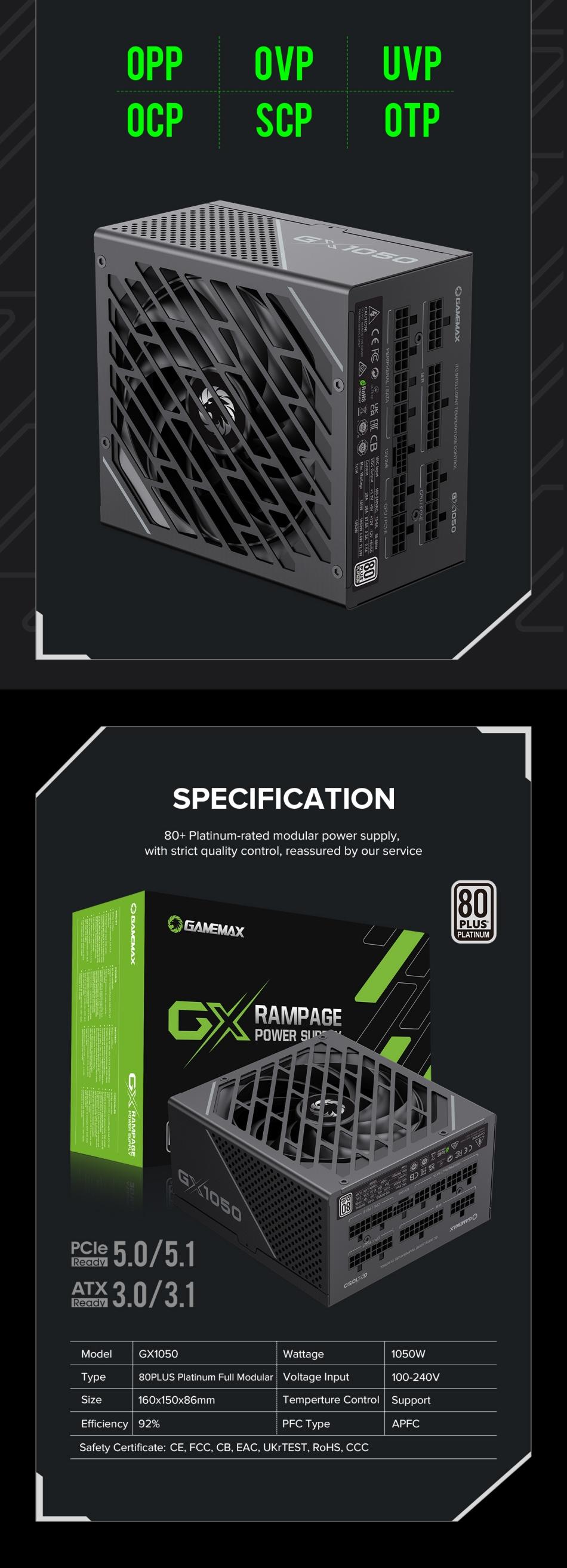 Power-Supply-PSU-Gamemax-GX-1050-PRO-BK-80-Platinum-1050W-Power-Supply-ATX3-0-PCIE5-0-23