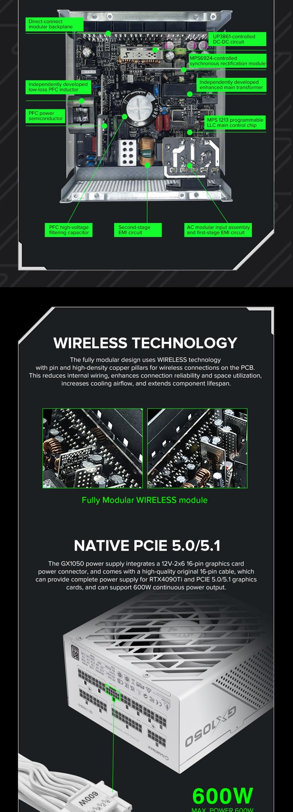 Power-Supply-PSU-Gamemax-GX-1050-PRO-White-1050W-80-Platinum-Power-Supply-ATX3-0-PCIE5-0-20