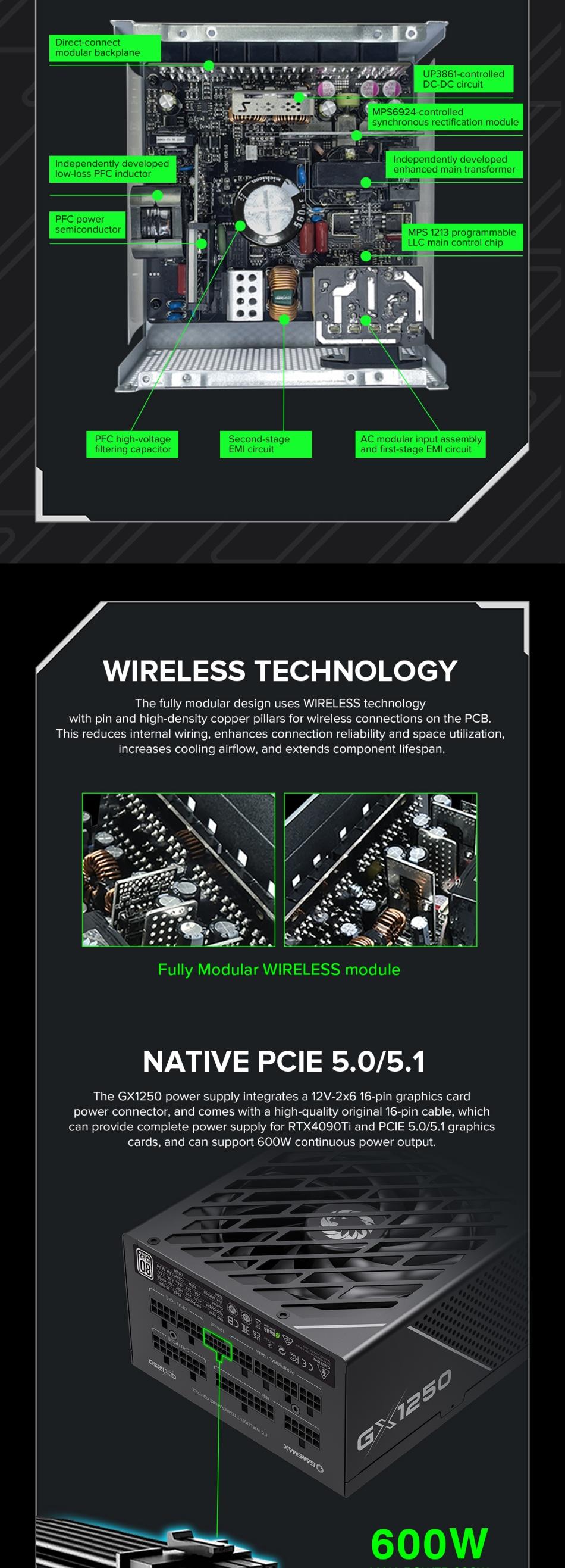 Power-Supply-PSU-Gamemax-GX-1250-PRO-BK-1250W-80-Platinum-Power-Supply-ATX3-0-PCIE5-0-21