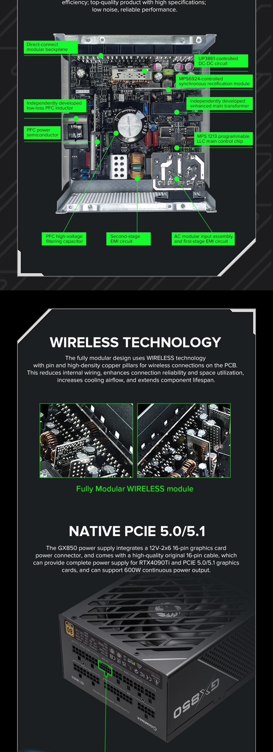 Power-Supply-PSU-Gamemax-GX-850-PRO-BK-850W-80-Gold-Power-Supply-ATX3-0-PCIE5-0-19