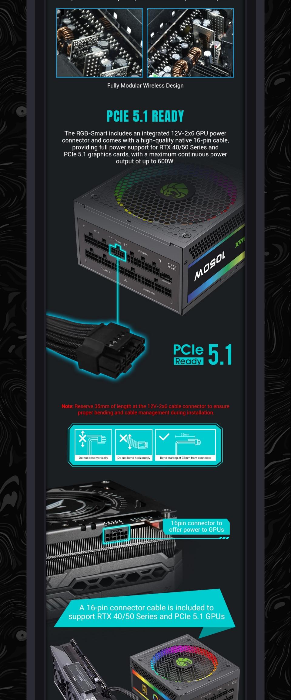 Power-Supply-PSU-Gamemax-RGB-1050W-80-Gold-Power-Supply-ATX3-0-PCIE5-16