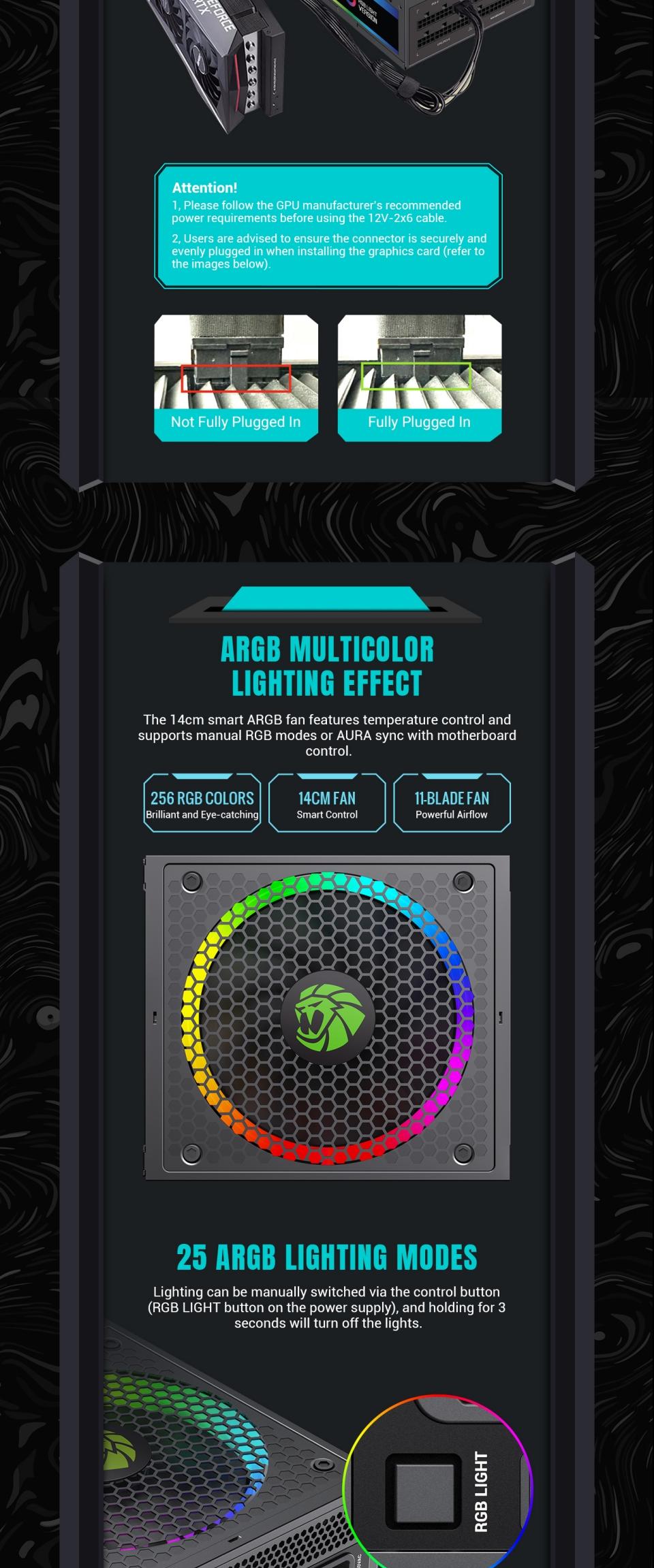 Power-Supply-PSU-Gamemax-RGB-1300W-80-Platinum-Power-Supply-ATX3-0-PCIE5-0-17