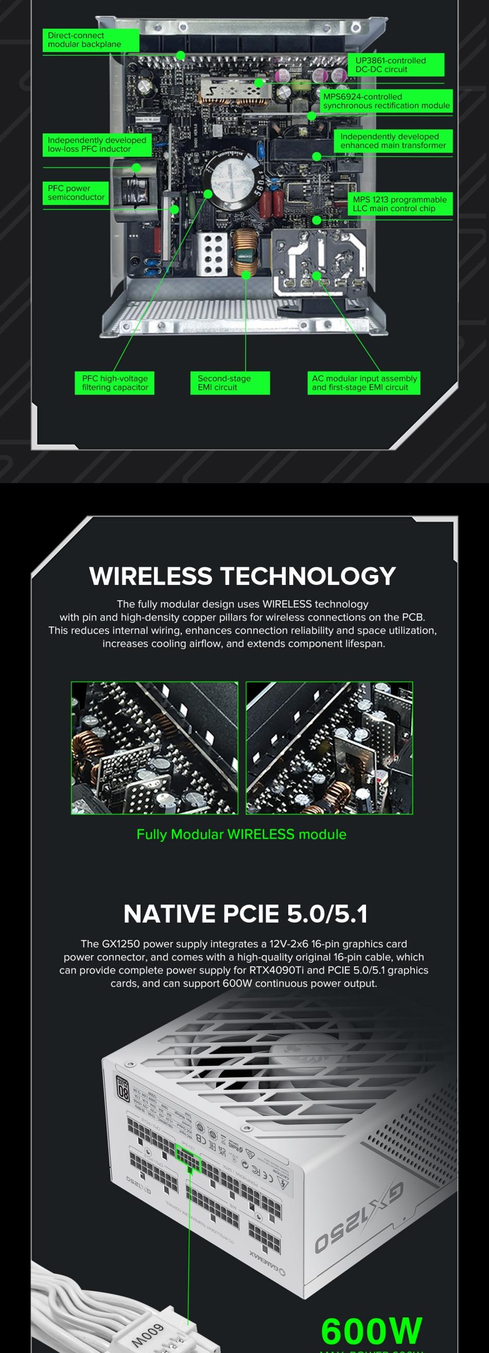 Power-Supply-PSU-Gamemax-GX-1250-PRO-White-1250W-80-Platinum-Power-Supply-ATX3-0-PCIE5-0-20