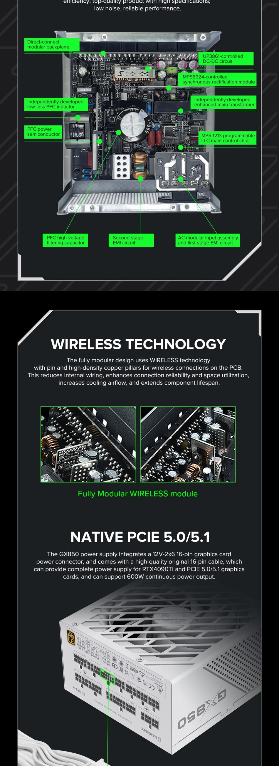 Power-Supply-PSU-Gamemax-GX-850-PRO-White-850W-80-Gold-Power-Supply-ATX3-0-PCIE5-0-21