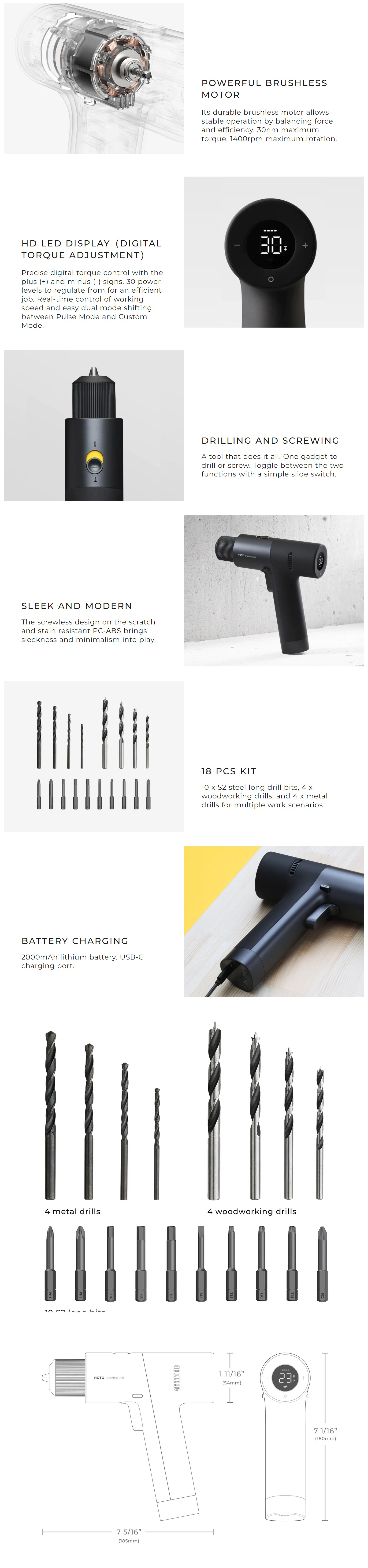 Computer-Accessories-HOTO-Cordless-Brushless-Drill-12V-LED-Display-Screen-30-Precision-Gears-HTE0011GL-1