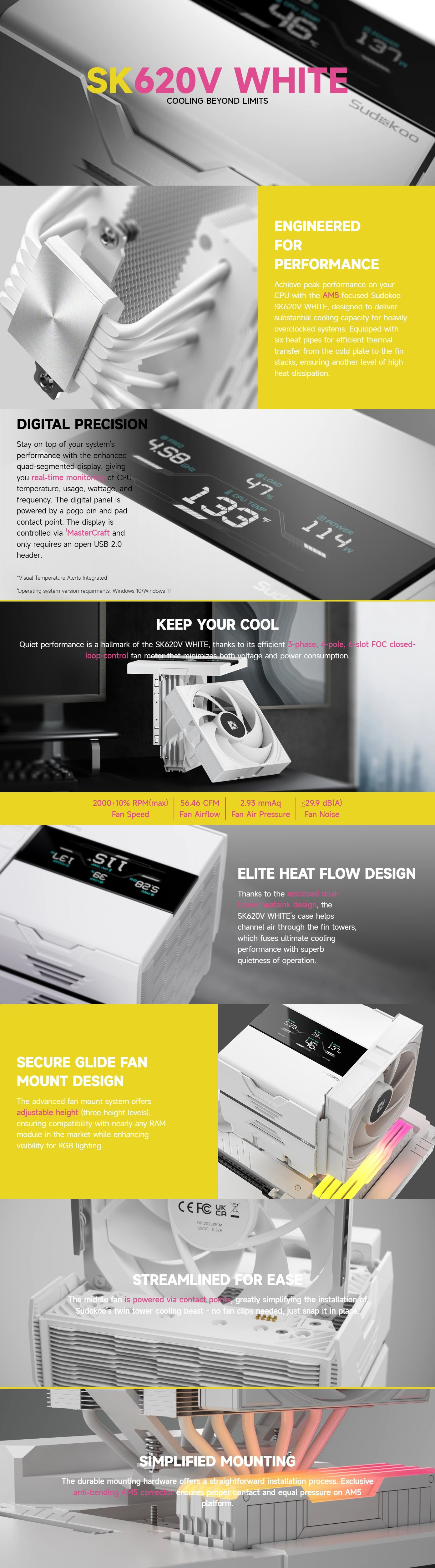 CPU-Cooling-Sudokoo-AMD-AM5-CPU-Cooler-with-Digital-Display-White-SK620V-WHITE-1