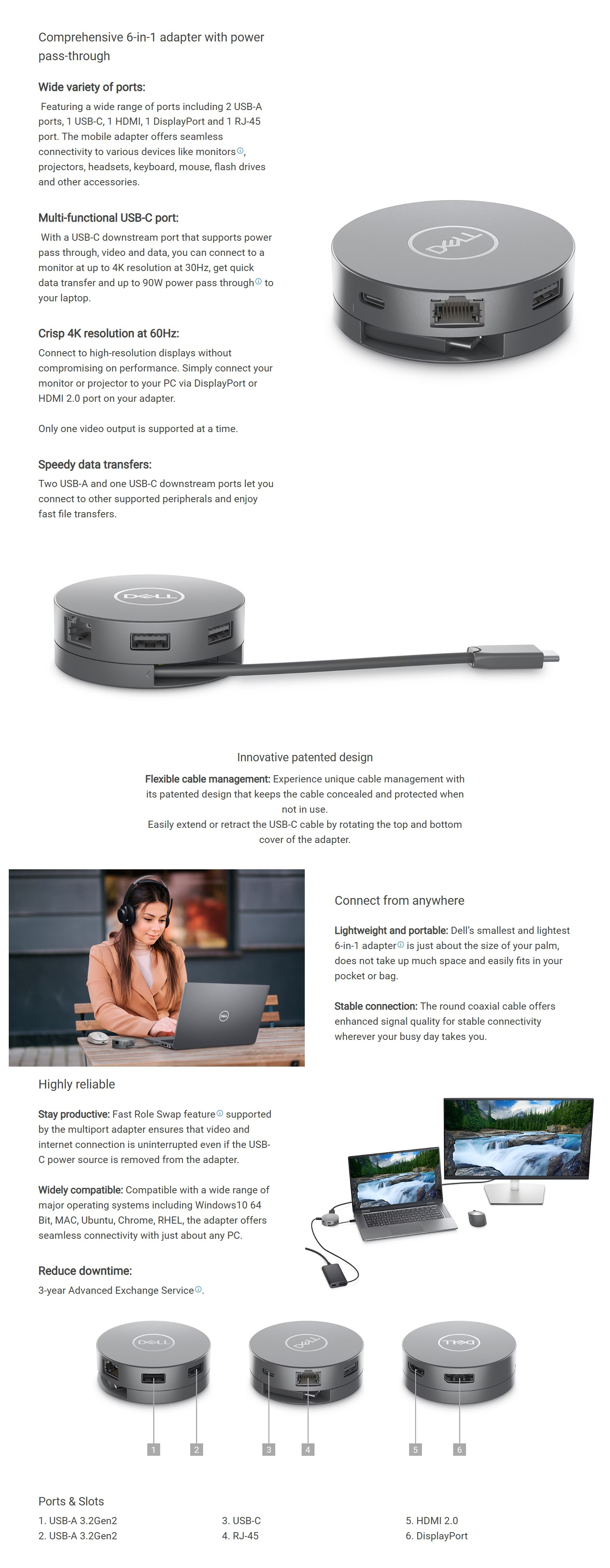 Enclosures-Docking-Dell-DA305-6-in-1-USB-C-Multiport-Adapter-450-ALWY-6