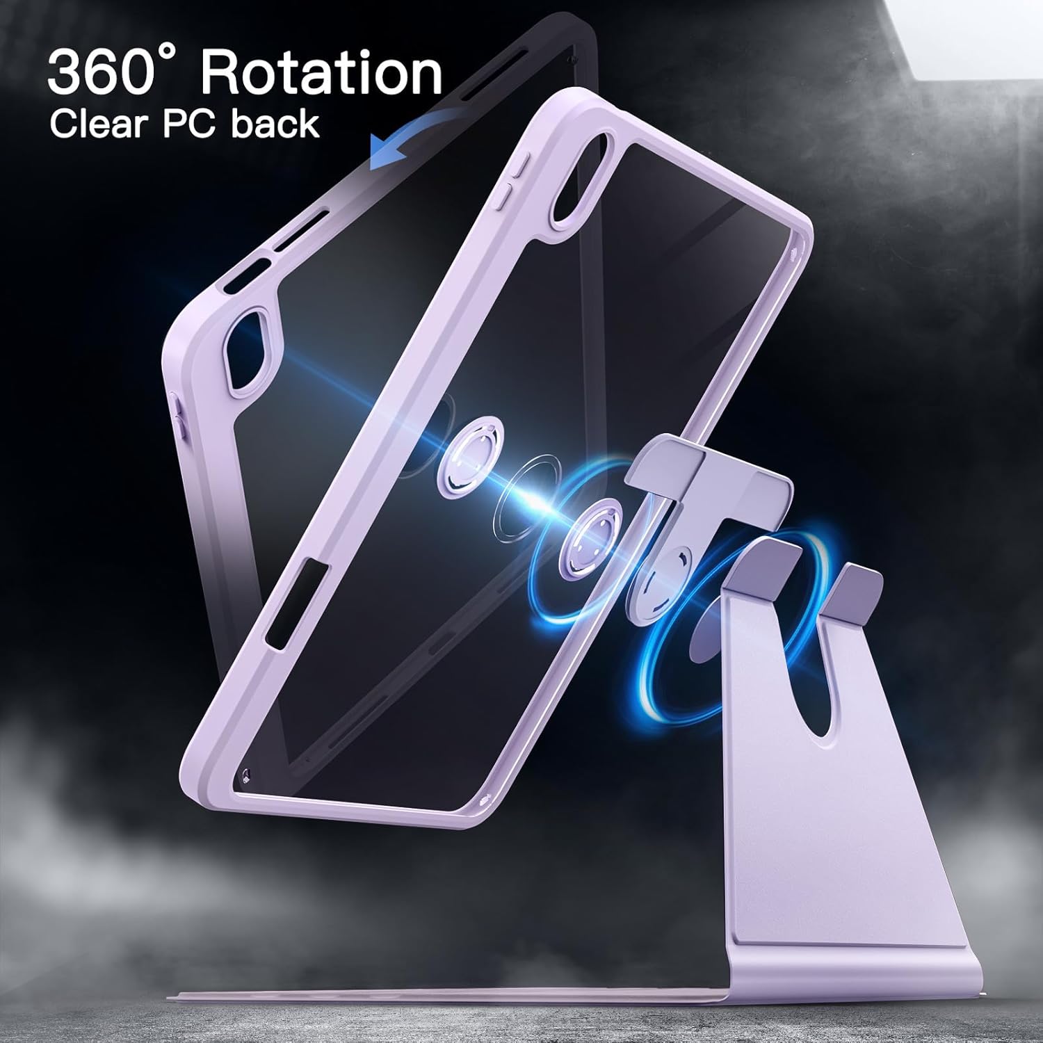 iPad-Accessories-Rotating-Case-for-iPad-A16-11th-10th-Generation-2025-2022-with-Pencil-Holder-360-Degree-Rotation-Protective-Stand-Cover-Clear-Back-Purple-9