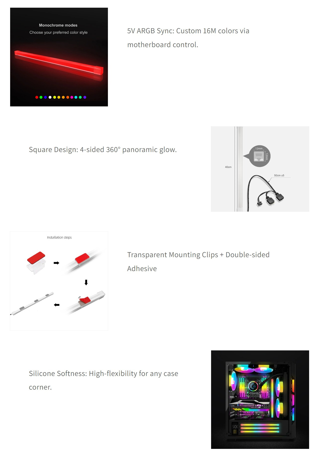 Ambient-Light-Cruxtec-ARGB-Silicone-Light-Strip-Square-Tube-40cm-PCL-FR40-WH-1