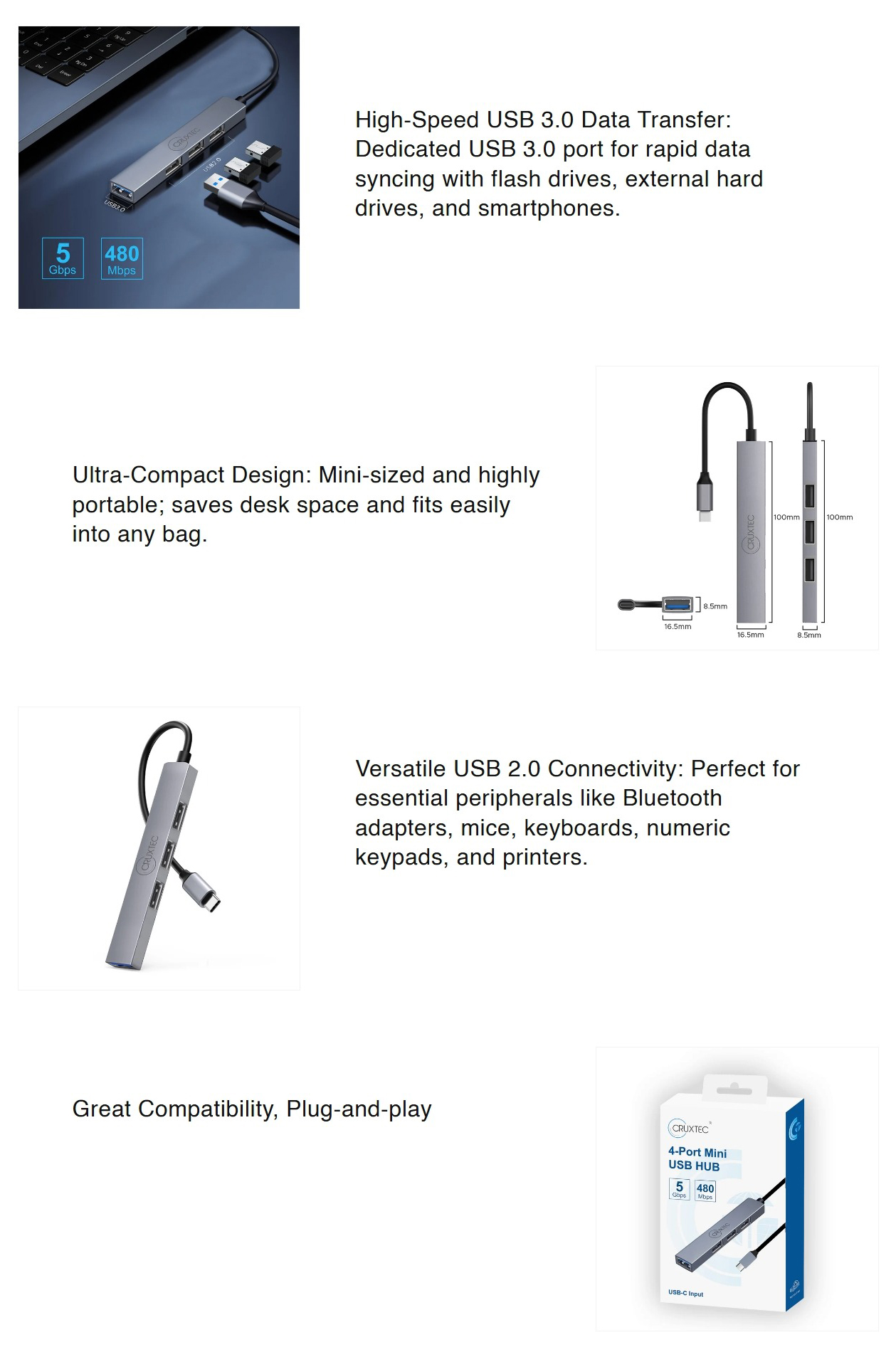 USB-Hubs-Cruxtex-4-Port-High-Speed-USB-C-3-0-HUB-Ultra-Slim-Design-MC3-H4-SG-1