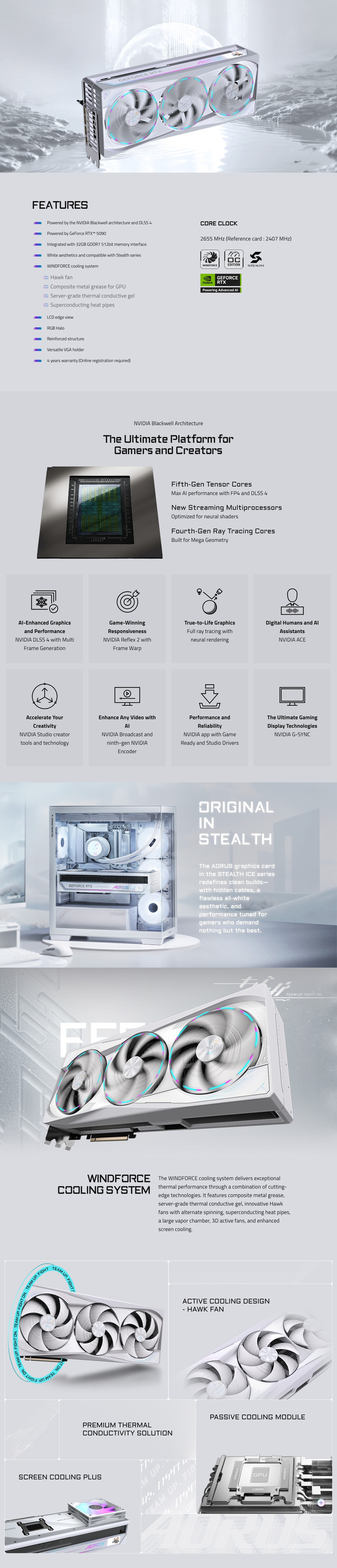 Gigabyte-Aorus-GeForce-RTX-5090-Stealth-Ice-32G-Graphics-Card-N5090AORUS-ST-ICE-32GD-2