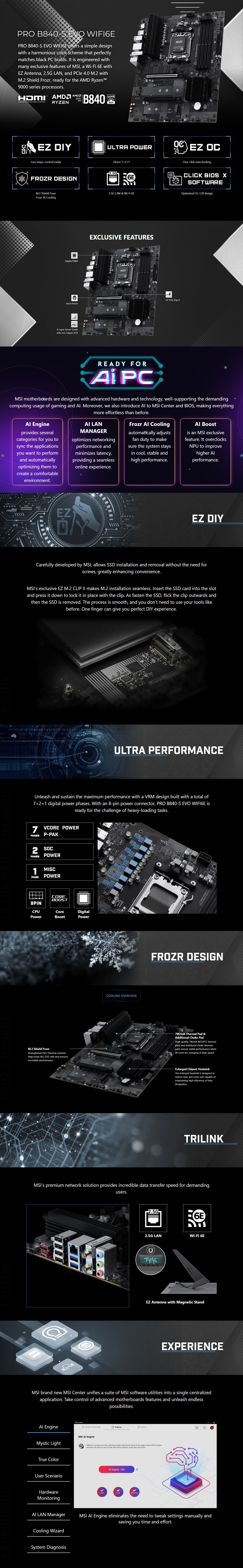 AMD-AM5-MSI-Pro-B840-S-Evo-WIFI6E-AM5-ATX-Motherboard-PRO-B840-S-EVO-WIFI6E-1