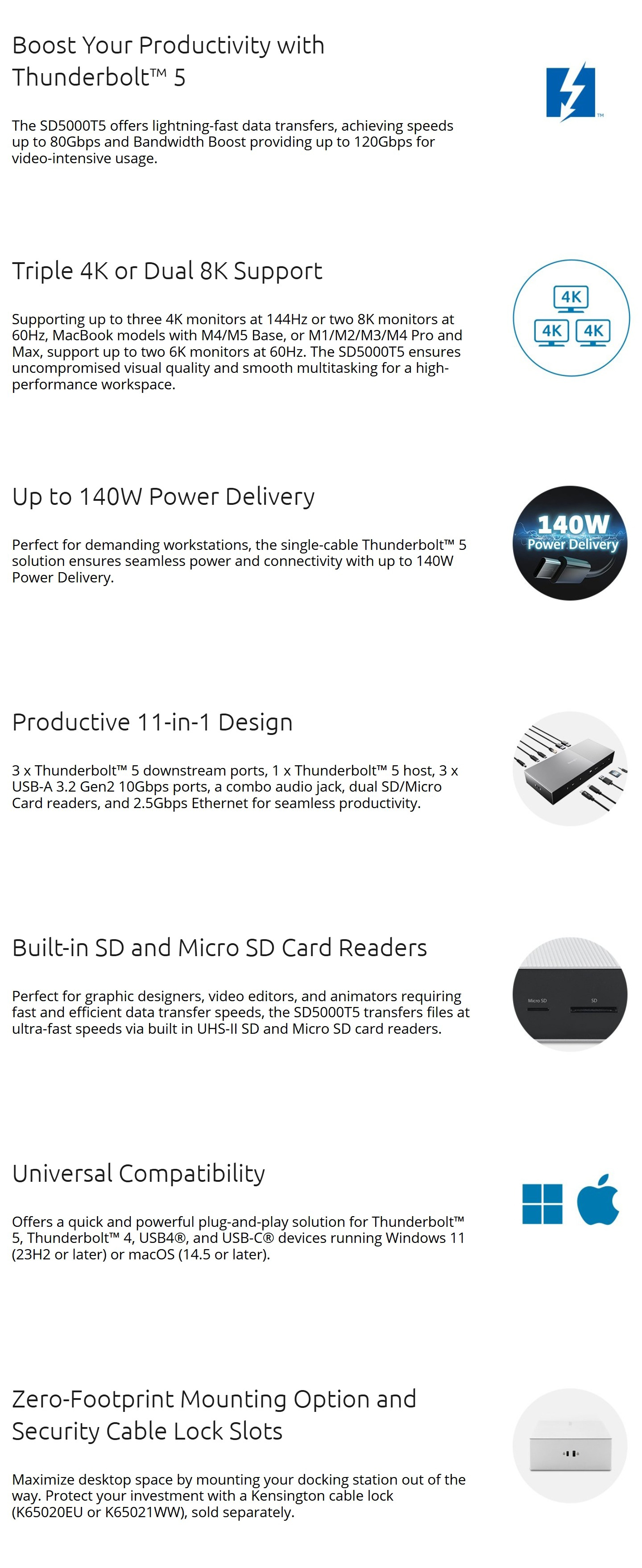 Enclosures-Docking-Kensington-SD5000T5-Thunderbolt-5-Triple-4K-Docking-Station-K35201AP-1