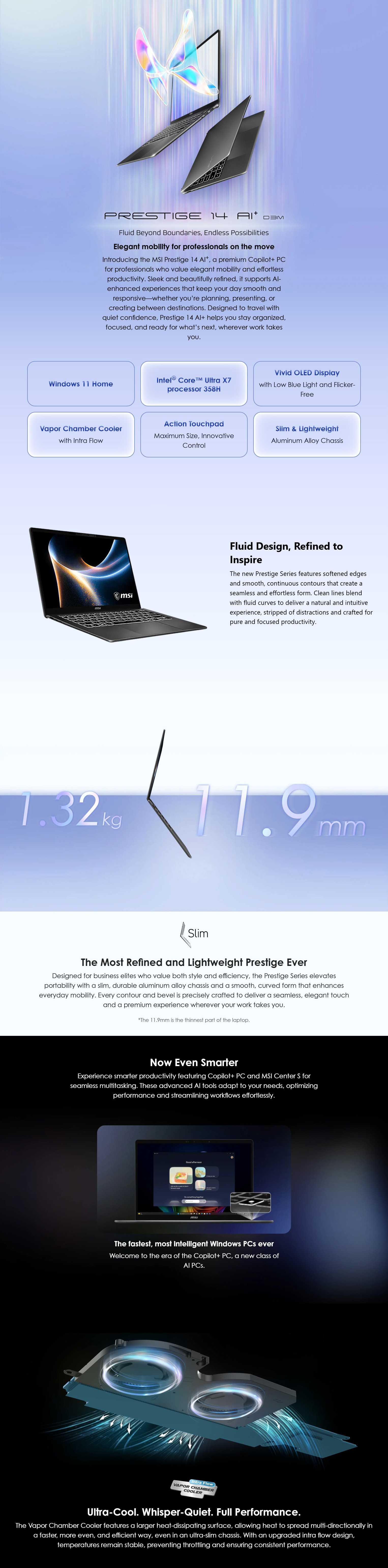 MSI-Laptops-MSI-Prestige-14-AI-14in-FHD-OLED-Ultra-X7-358H-Intel-Arc-2TB-SSD-32GB-RAM-W11H-AI-Laptop-Platinum-Gray-PRESTIGE-14-AI-D3MG-027AU-1