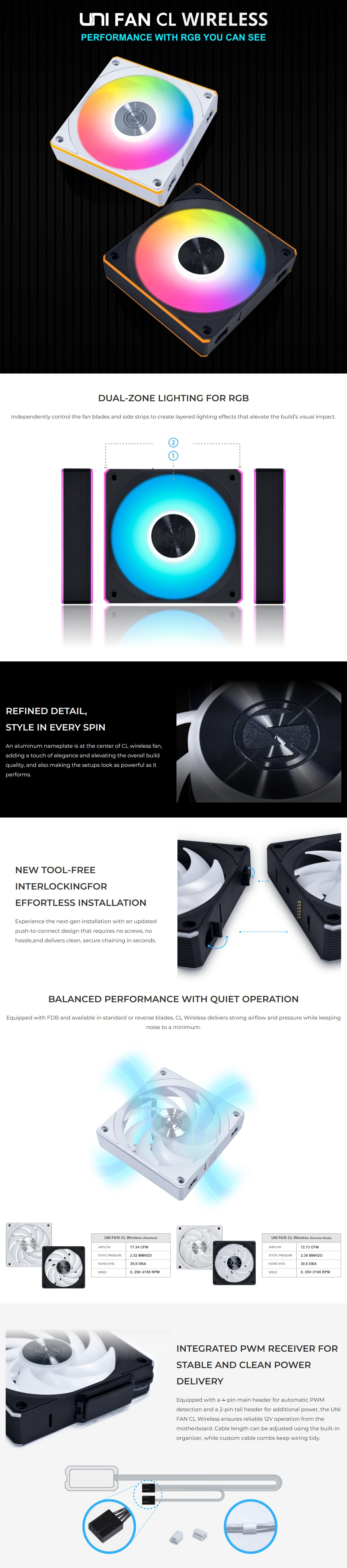 120mm-Case-Fans-Lian-Li-UNI-Fan-CL-Wireless-120mm-RGB-Black-PWM-Fan-Single-Pack-No-Controller-12CL1W1B-1