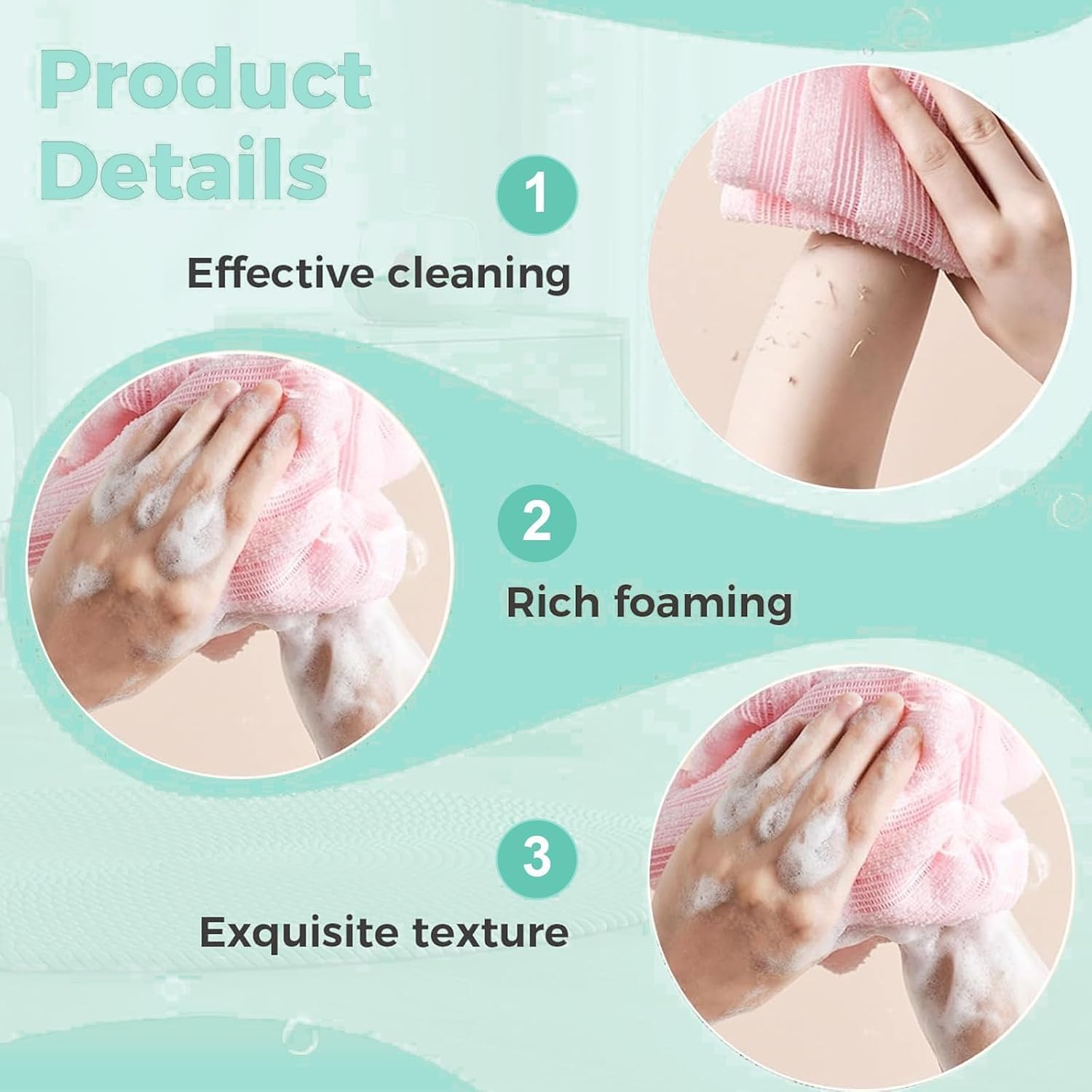 Lighting-Fixtures-Blissal-Exfoliating-Antibacterial-Shower-Towel-4-Pack-Back-Body-Scrubber-Exfoliating-Washcloth-For-Use-in-Shower-Bath-Exfoliate-Rags-Wash-Cloths-4