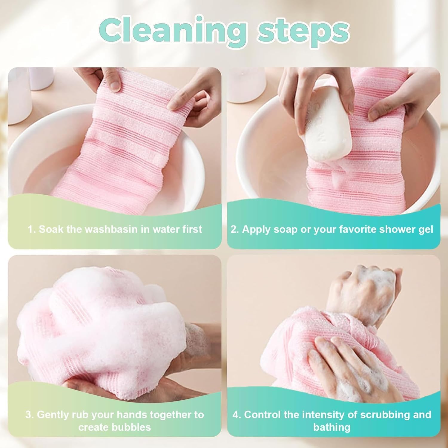 Lighting-Fixtures-Blissal-Exfoliating-Antibacterial-Shower-Towel-4-Pack-Back-Body-Scrubber-Exfoliating-Washcloth-For-Use-in-Shower-Bath-Exfoliate-Rags-Wash-Cloths-7